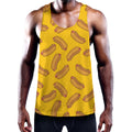 Yellow Hot Dog Pattern Print Men's Workout Tank Top