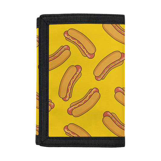 Yellow Hot Dog Pattern Print Trifold Wallet