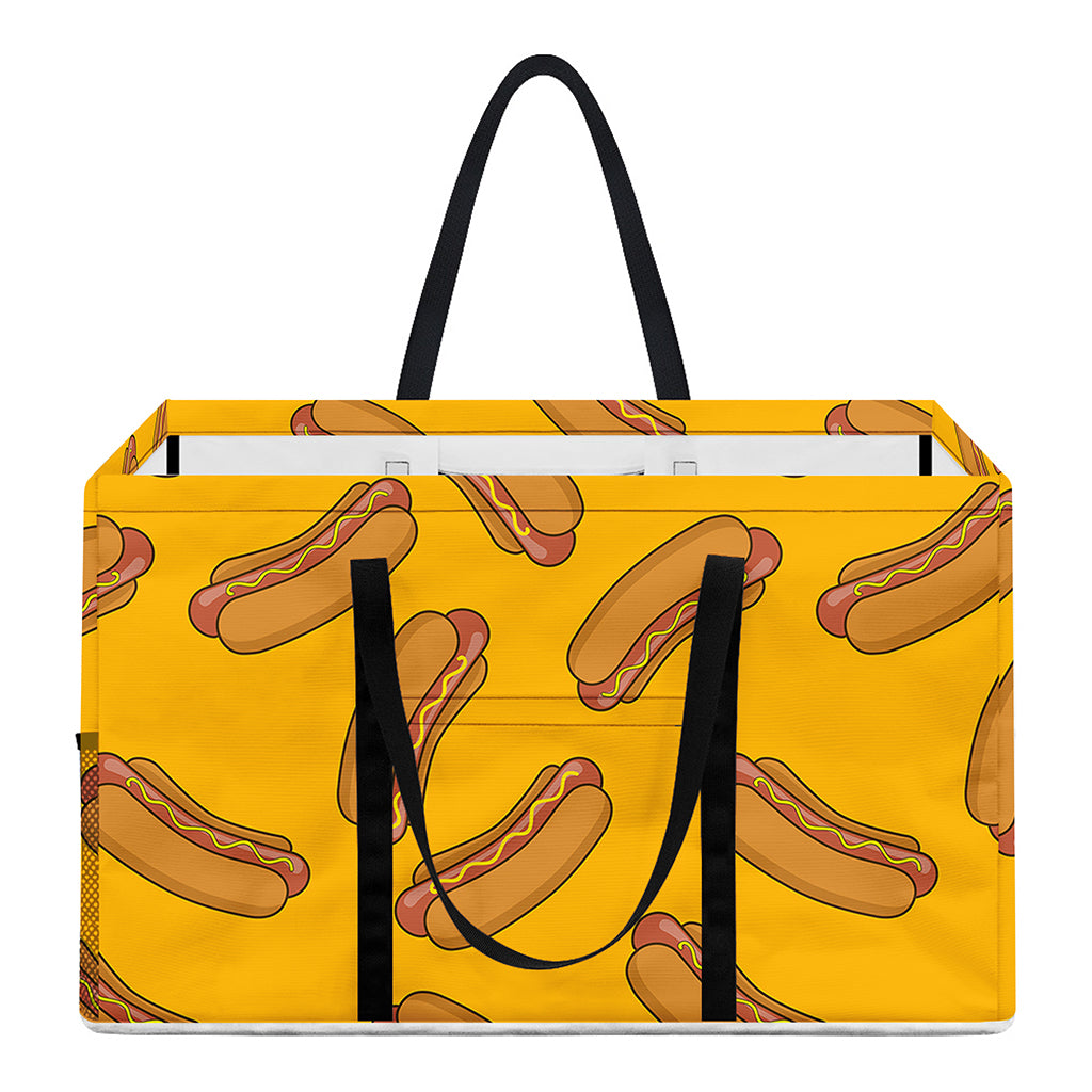 Yellow Hot Dog Pattern Print Utility Tote Bag