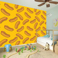 Yellow Hot Dog Pattern Print Wall Sticker