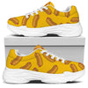 Yellow Hot Dog Pattern Print White Chunky Shoes