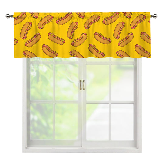Yellow Hot Dog Pattern Print Window Valance