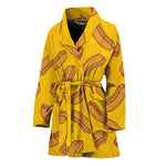 Yellow Hot Dog Pattern Print Women's Bathrobe