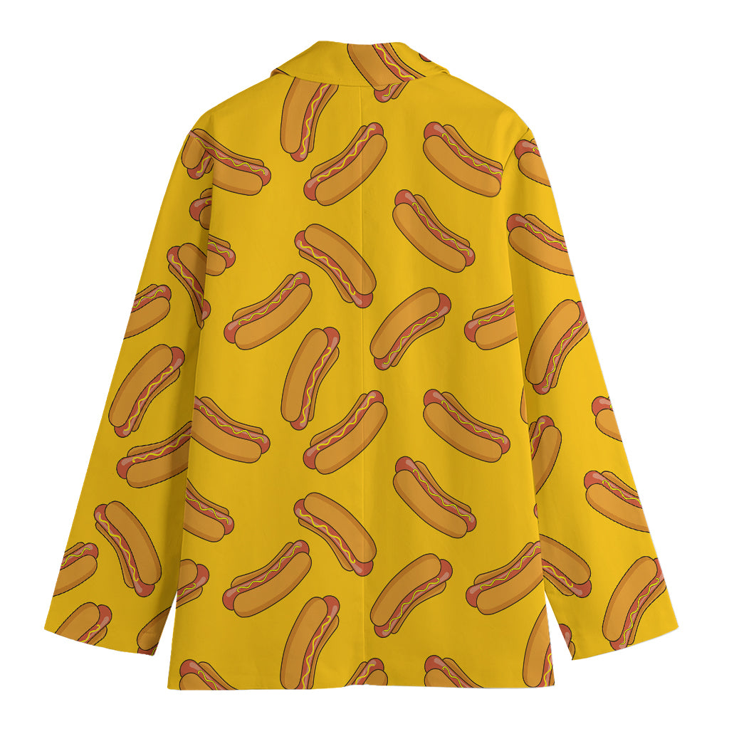 Yellow Hot Dog Pattern Print Women's Blazer