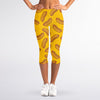Yellow Hot Dog Pattern Print Women's Capri Leggings