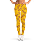 Yellow Hot Dog Pattern Print Women's Leggings