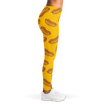 Yellow Hot Dog Pattern Print Women's Leggings