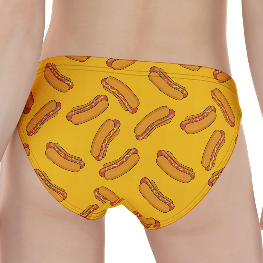 Yellow Hot Dog Pattern Print Women's Panties