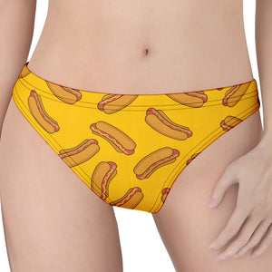 Yellow Hot Dog Pattern Print Women's Thong