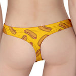 Yellow Hot Dog Pattern Print Women's Thong