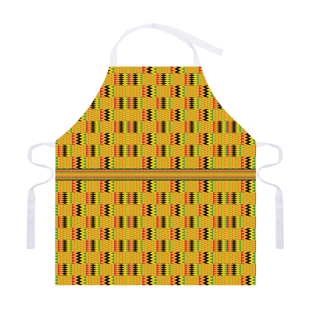 Yellow Kente Pattern Print Adjustable Apron
