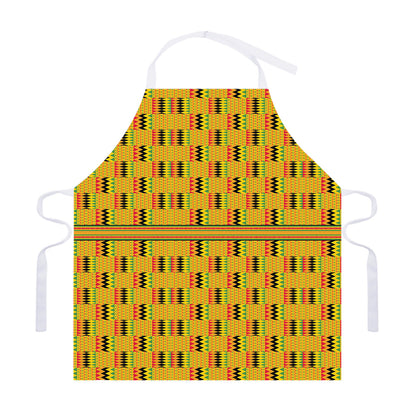 Yellow Kente Pattern Print Adjustable Apron