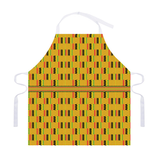 Yellow Kente Pattern Print Adjustable Apron