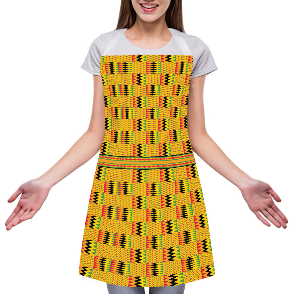 Yellow Kente Pattern Print Adjustable Apron