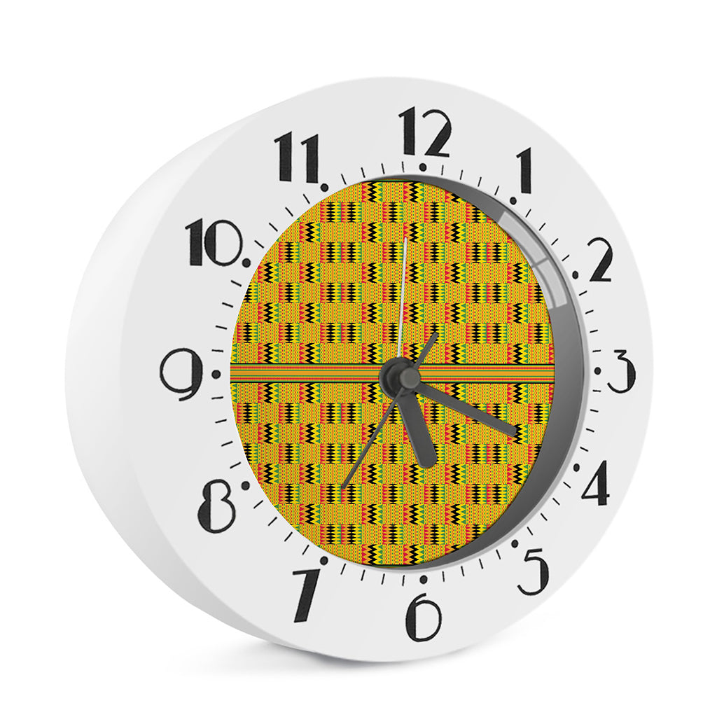 Yellow Kente Pattern Print Alarm Clock
