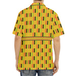 Yellow Kente Pattern Print Aloha Shirt