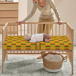Yellow Kente Pattern Print Baby Crib Sheet