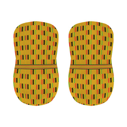 Yellow Kente Pattern Print Bar Stool Covers