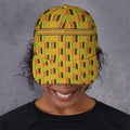 Yellow Kente Pattern Print Baseball Cap