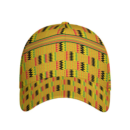 Yellow Kente Pattern Print Baseball Cap