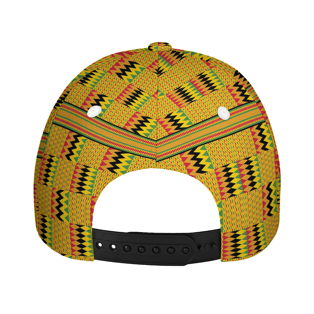 Yellow Kente Pattern Print Baseball Cap