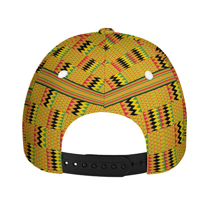 Yellow Kente Pattern Print Baseball Cap