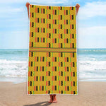 Yellow Kente Pattern Print Beach Towel