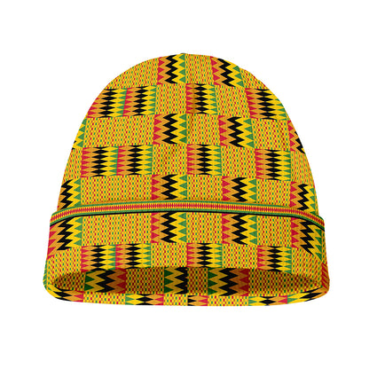 Yellow Kente Pattern Print Beanie