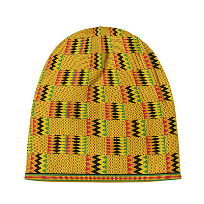 Yellow Kente Pattern Print Beanie