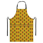 Yellow Kente Pattern Print Bib Apron With Pocket