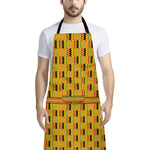Yellow Kente Pattern Print Bib Apron With Pocket