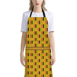 Yellow Kente Pattern Print Bib Apron With Pocket