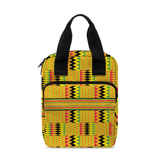 Yellow Kente Pattern Print Bible Tote Bag