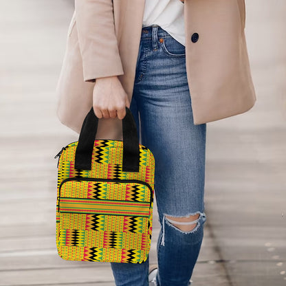 Yellow Kente Pattern Print Bible Tote Bag