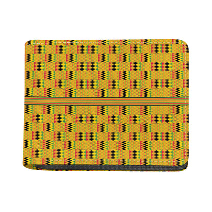 Yellow Kente Pattern Print Bifold Wallet