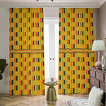 Yellow Kente Pattern Print Blackout Pencil Pleat Curtains