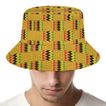 Yellow Kente Pattern Print Bucket Hat