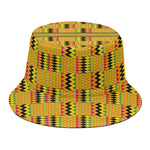 Yellow Kente Pattern Print Bucket Hat