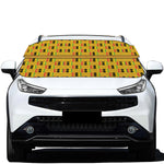 Yellow Kente Pattern Print Car Windshield Snow Cover