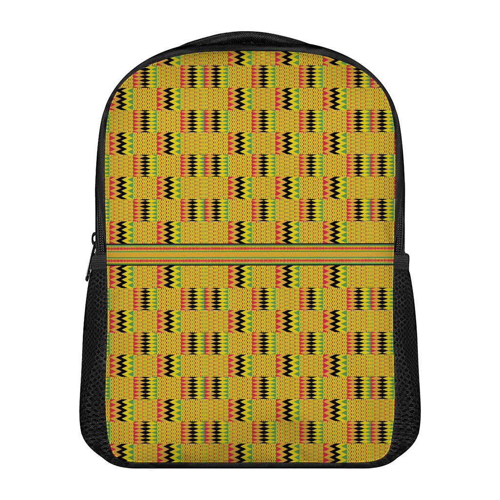 Yellow Kente Pattern Print Casual Backpack