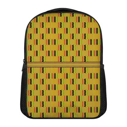 Yellow Kente Pattern Print Casual Backpack
