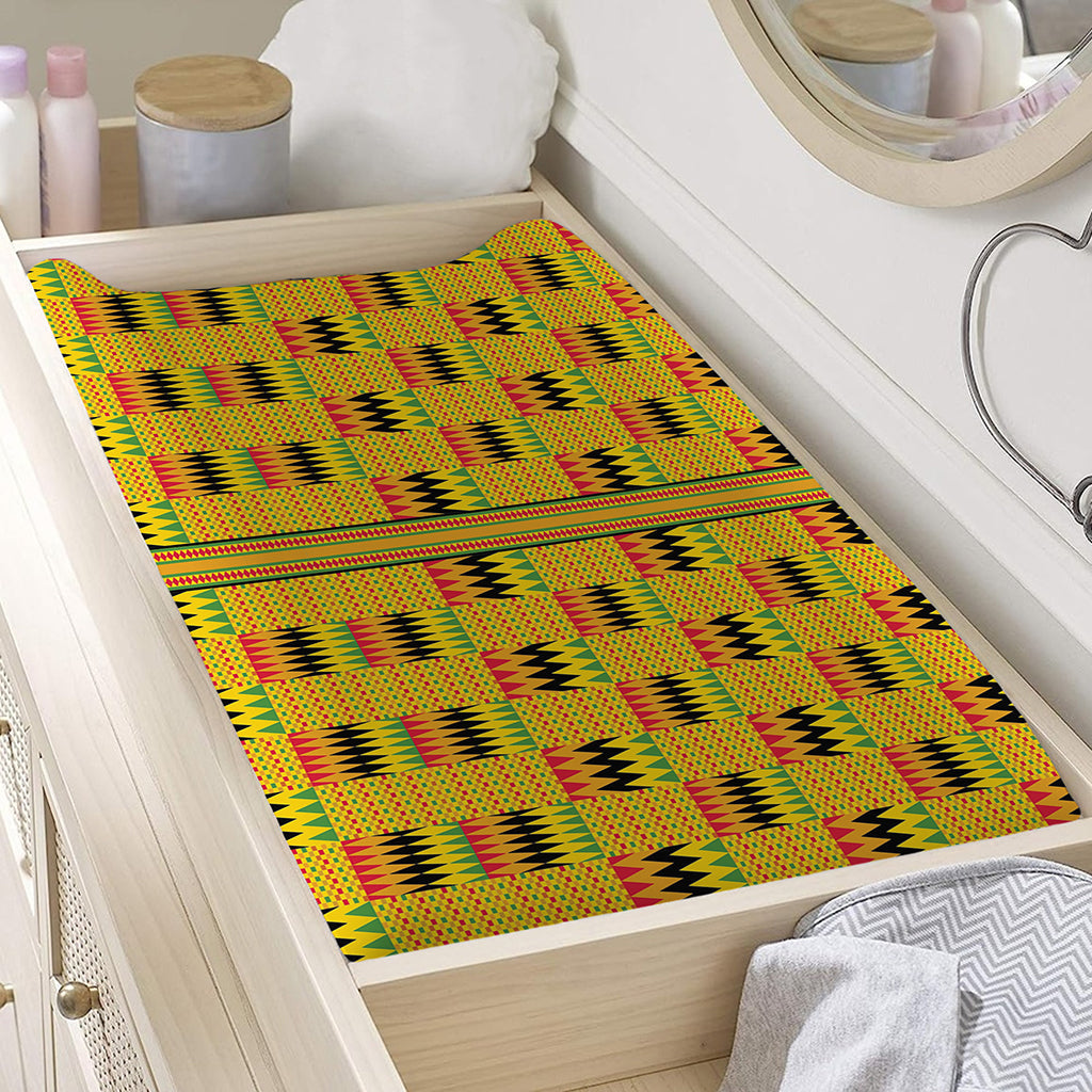 Yellow Kente Pattern Print Changing Pad Cover