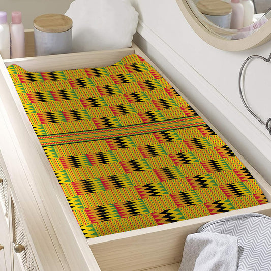 Yellow Kente Pattern Print Changing Pad Cover