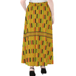 Yellow Kente Pattern Print Chiffon Maxi Skirt