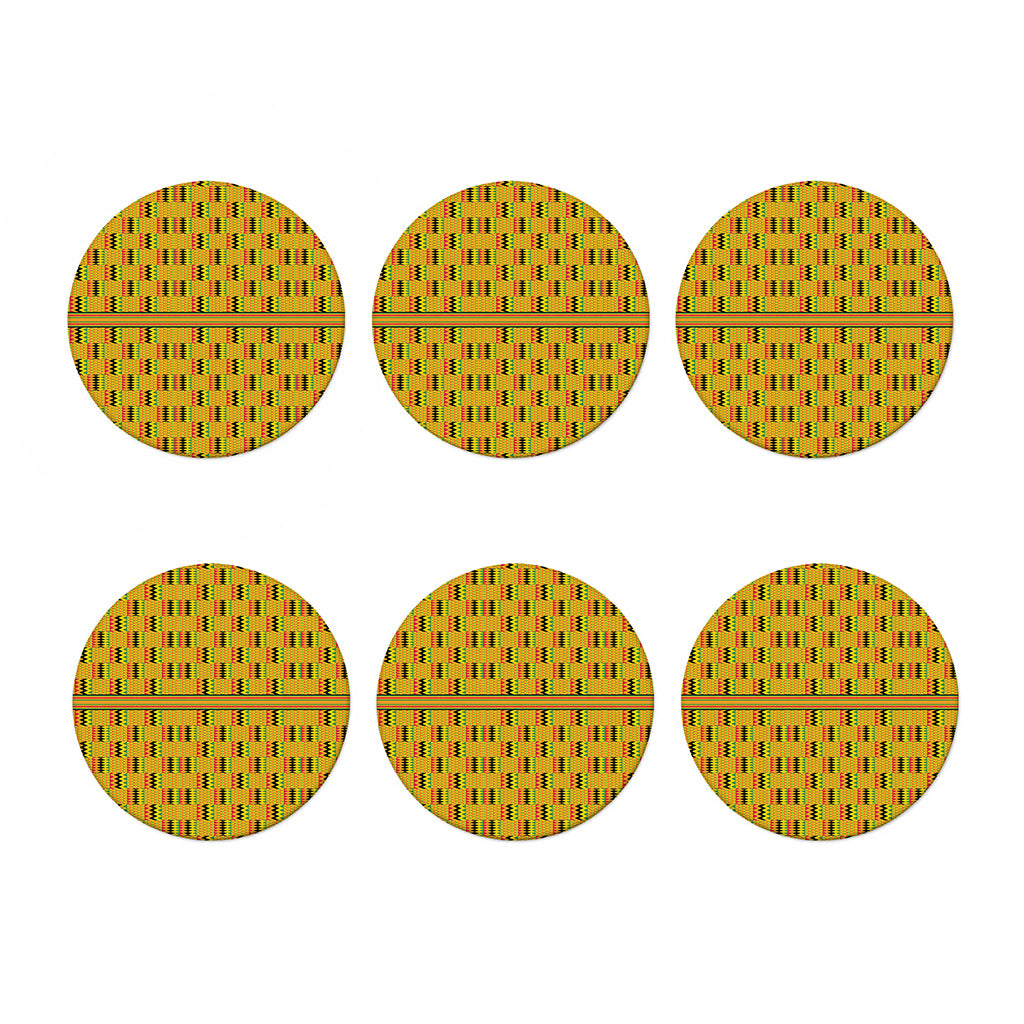 Yellow Kente Pattern Print Coaster Set