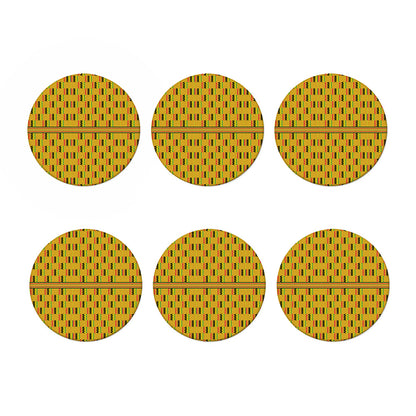 Yellow Kente Pattern Print Coaster Set