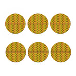 Yellow Kente Pattern Print Coaster Set