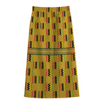 Yellow Kente Pattern Print Cotton Front Slit Maxi Skirt
