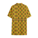 Yellow Kente Pattern Print Cotton Hawaiian Shirt
