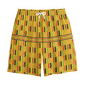 Yellow Kente Pattern Print Cotton Shorts